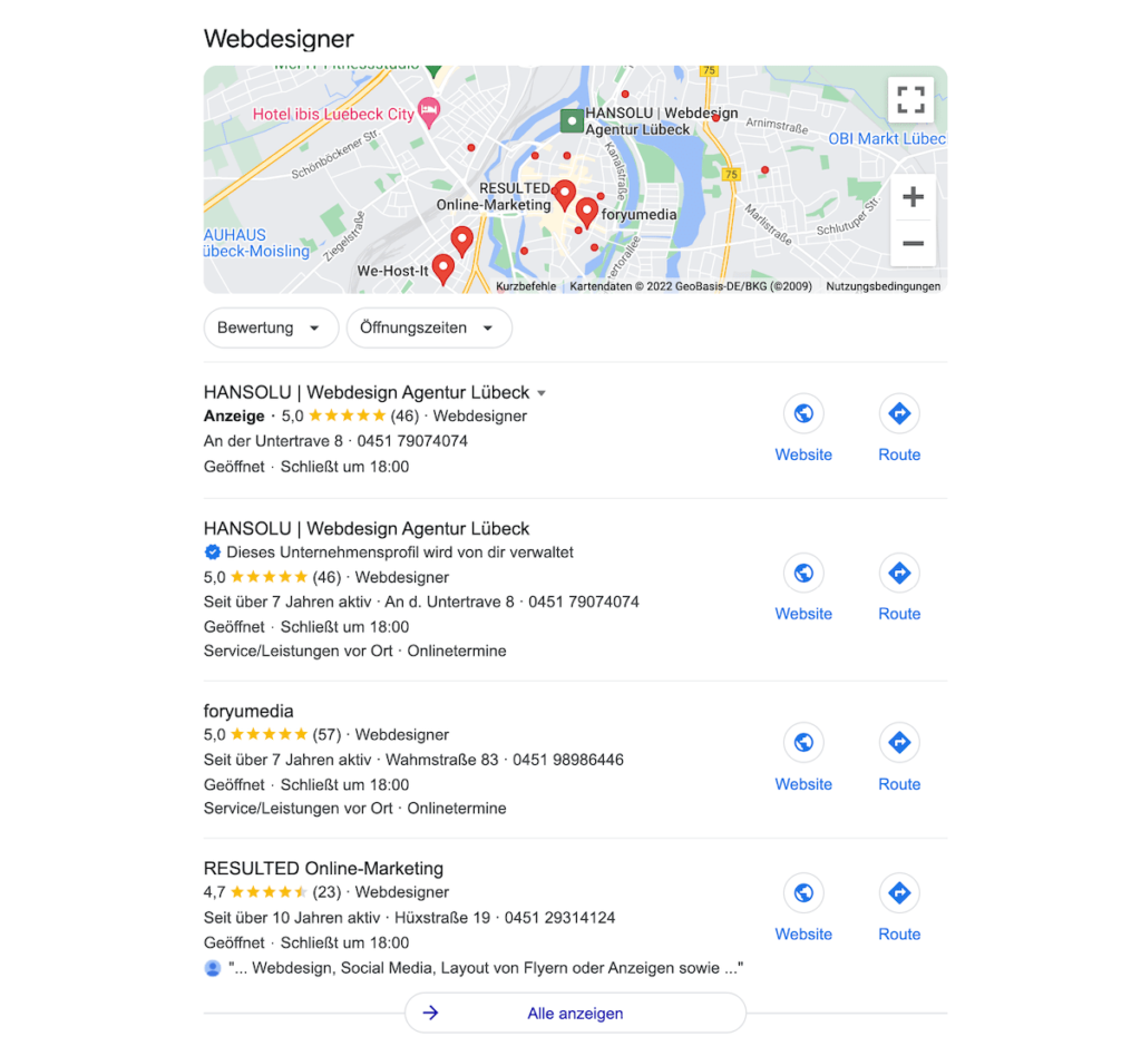 Google Serp verstehen - Map