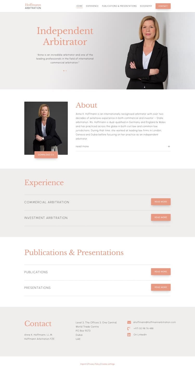 Clean Website & Webdesign für Hoffmann Arbitration