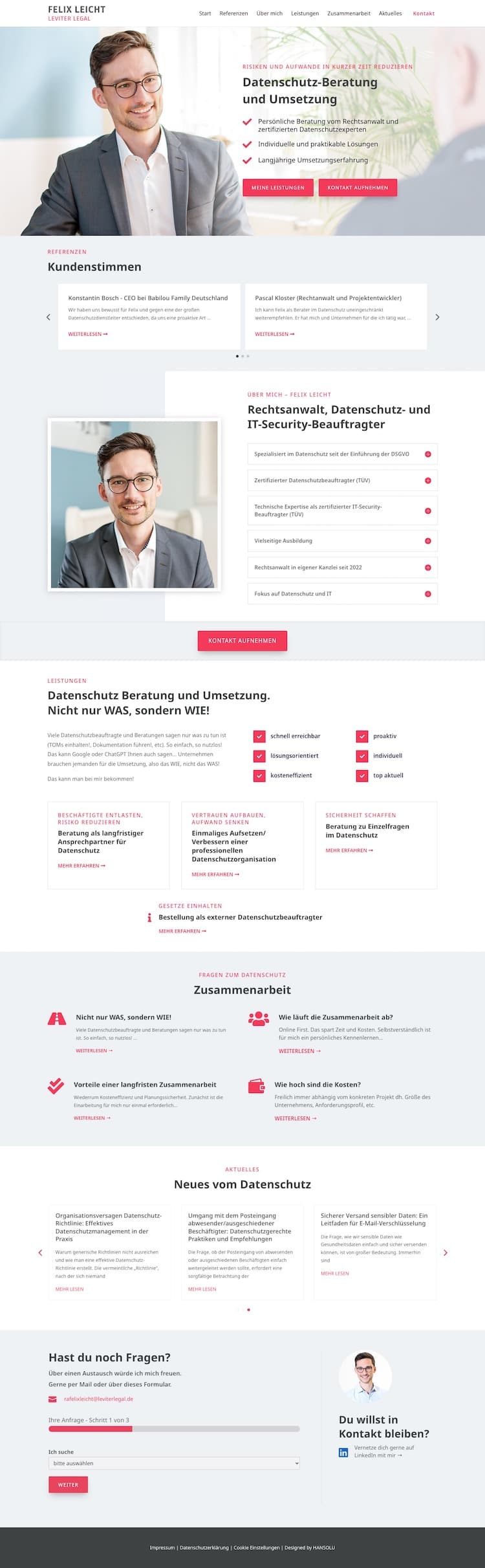 Moderne Website für Fachanwalt - Screenshot von der Webseite