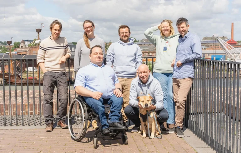Das Hansolu-Team auf der Dachterrasse des Hansemuseums beim Fotoshooting.
