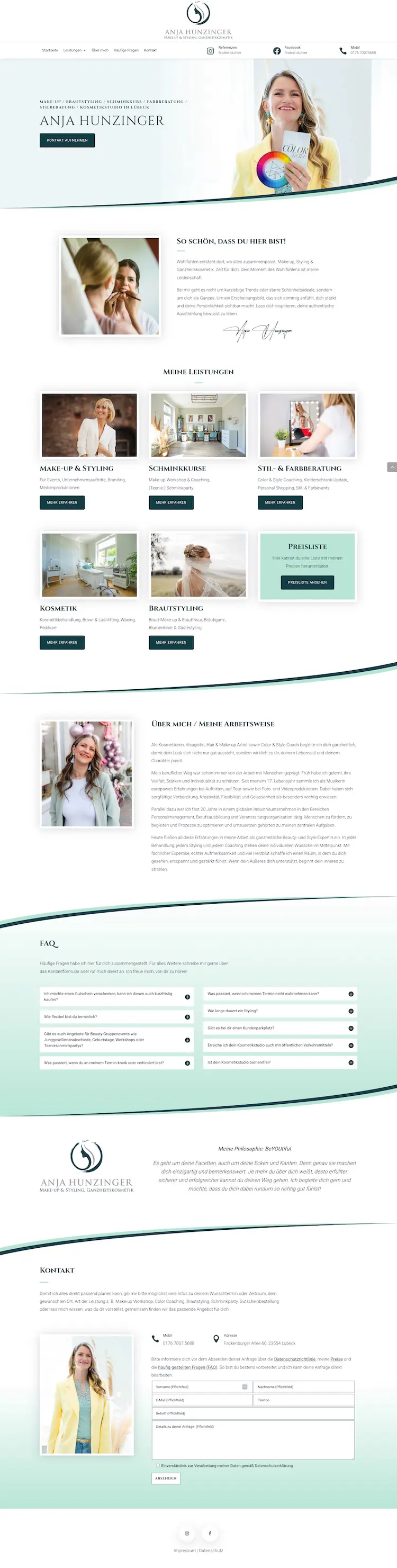 anja-hunzinger-website One-Page Website